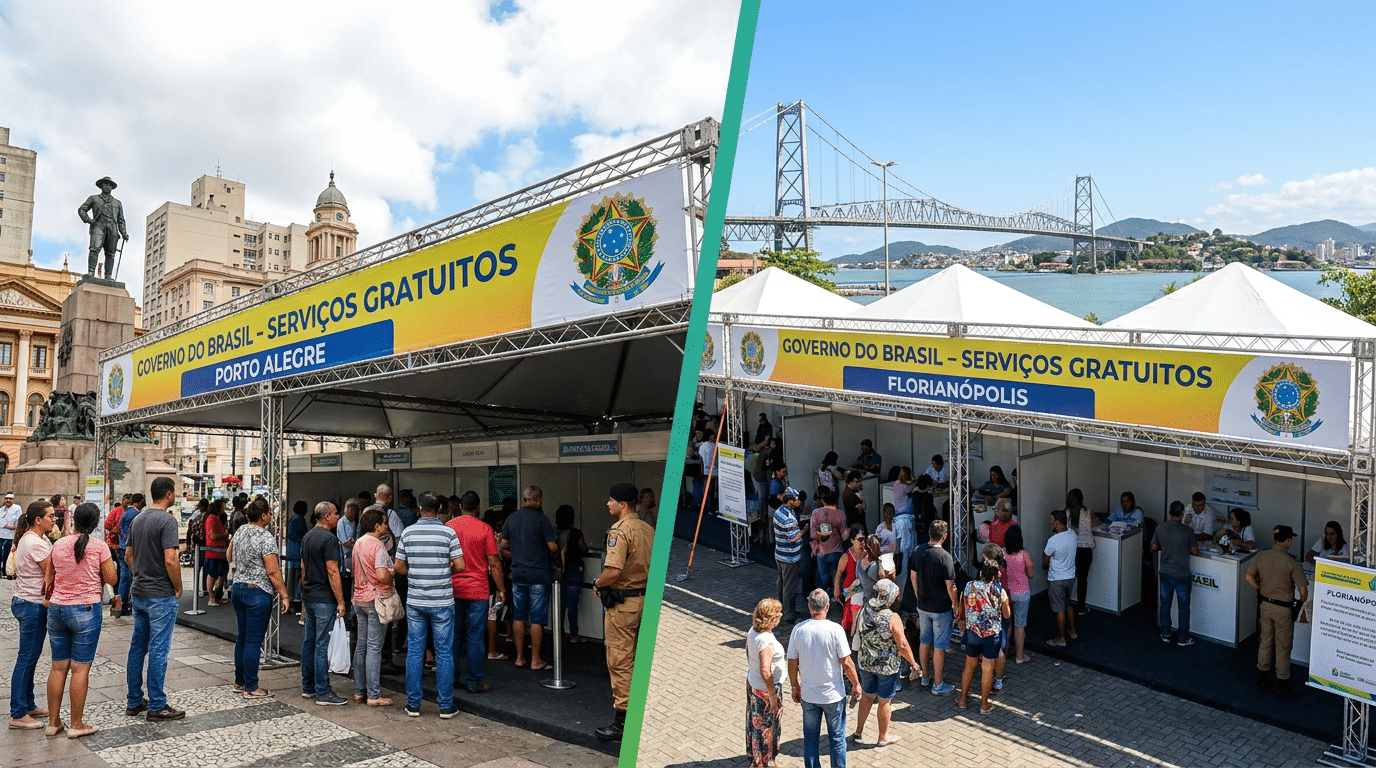 Serviços gratuitos do Governo do Brasil na Rua chegam a Porto Alegre e Florianópolis nesta semana